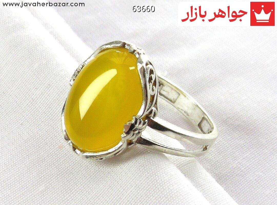 انگشتر نقره عقیق زرد طرح رها زنانه [شرف الشمس] رنگ تقویت شده